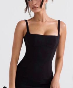 House of CB Black Square Neck Bodycon Mini Dress