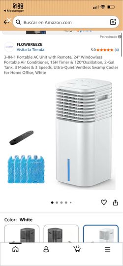 FLOWBREEZE 3-IN-1 Portable AC Unit with Remote, White