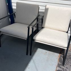 Accent Chairs Black Legs With Off White Cushions 