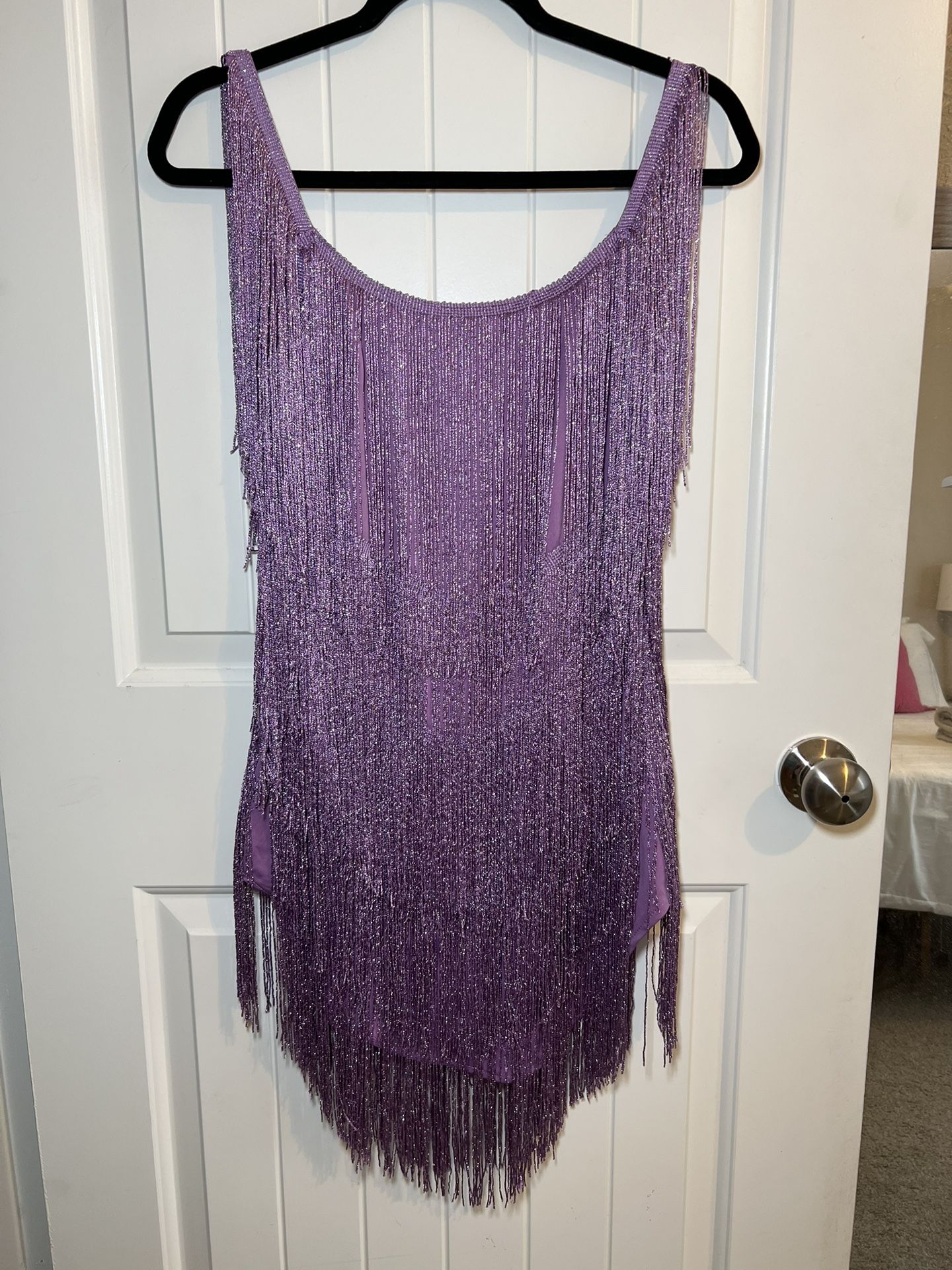 Purple Sparkle Tassel Dress