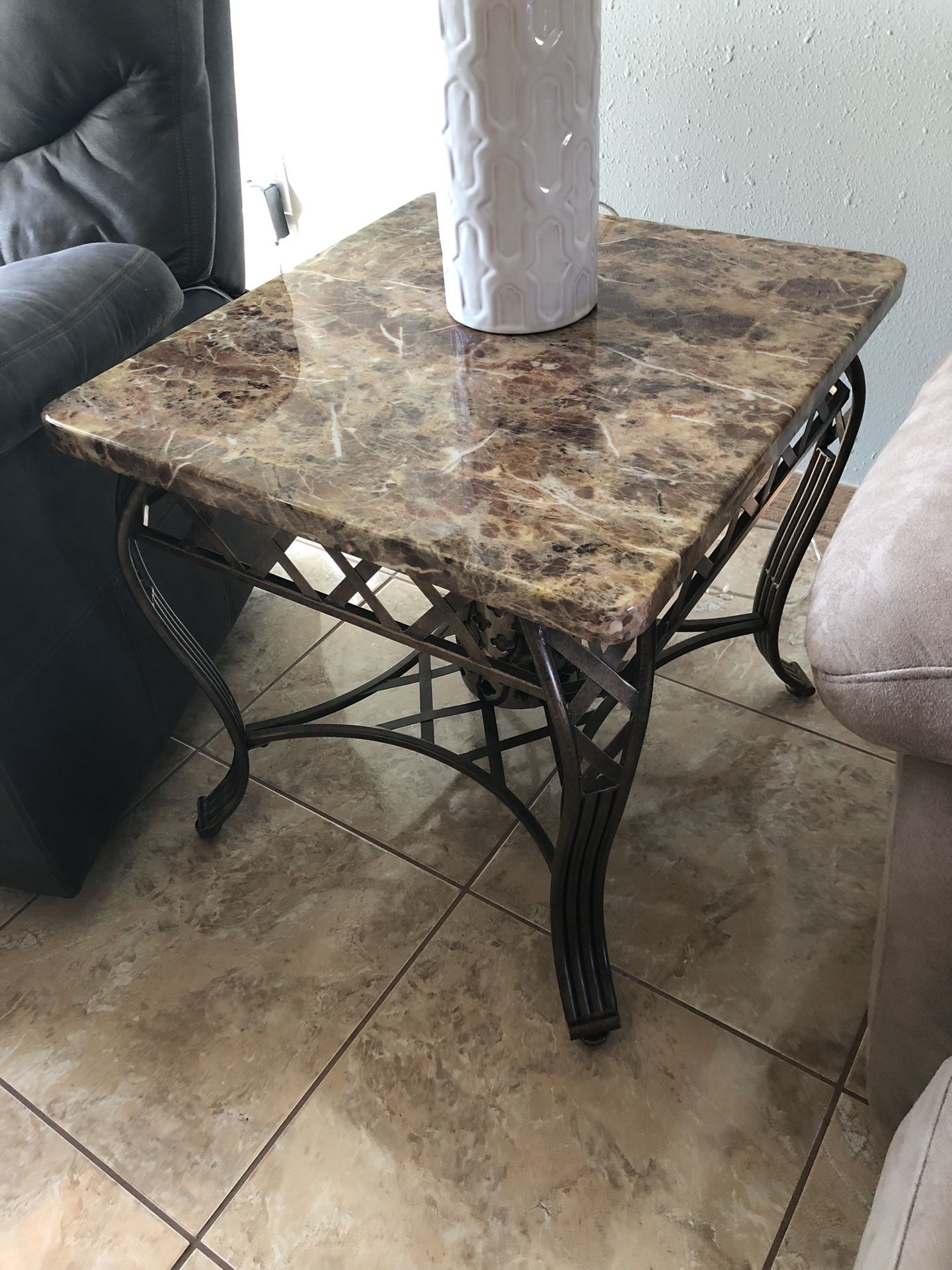 Two End Tables 24x24 Plus Round Coffee Table