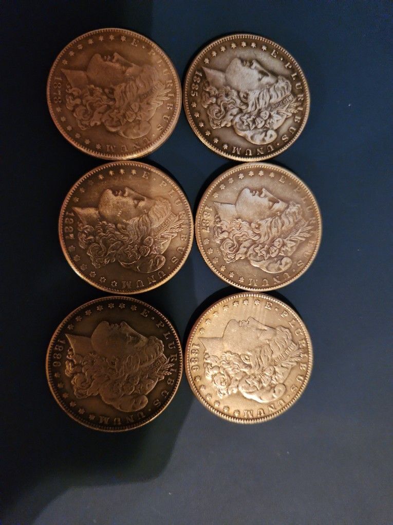 6 Morgan Dollar Silver Plated