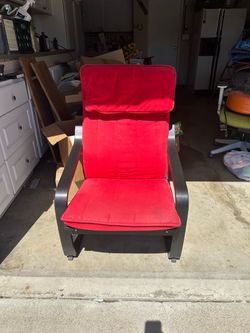 IKEA POÄNG Chair with Red Cushion
