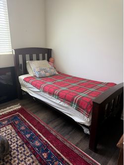Twin Solid Wood Bed Frame – Espresso Mission Style