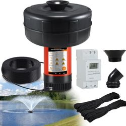 Pond Fountain Aerator - 1HP 750W 16000 GPH Floating Aerating Pump with Timer, 110V-120V/100FT Power Cord/2 Nozzles Outdoor Water Circulation Pump for 