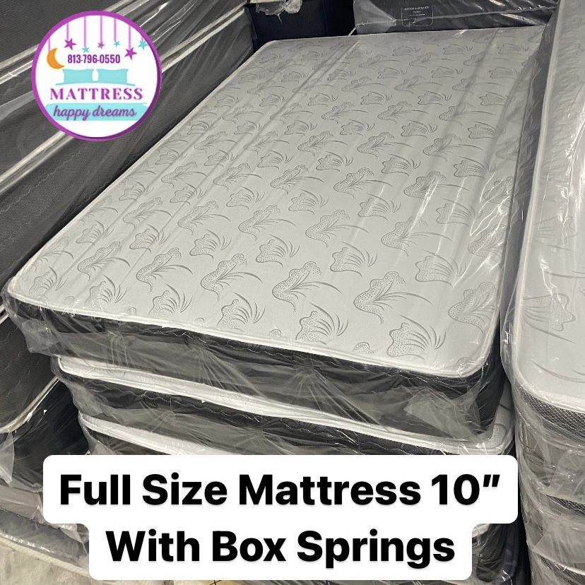 Full Size Mattress 10 Inches And Box Springs High Quality Also Available Twin-Queen-King New From Factory