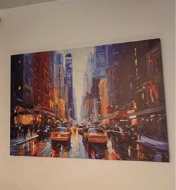 Large NYC Street Scene Canvas Wall Art