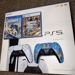 Like New PS5 Disc Edition, All Original Accessories With 2 Controllers And 2 Games