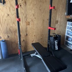 USED Squat Rack, Bench Pressing, Add Bench Press, Barbell , Pull Up Bar For Your Weights 