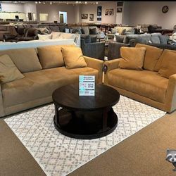 Ashley Mainee Honey Plush Sofa and Loveseat Finance and Delivery Available 