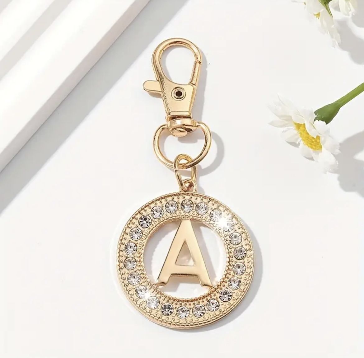 Brand New Glamorous Rhinestone-Encrusted Alphabet Keychain & Bag Charm