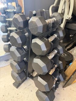 Dumbbells and rack