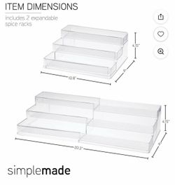 SIMPLEMADE 3-Tier Spice Rack Organizer - Versatile Storage Shelf for Kitchen, Bathroom, Bedroom & Office, Expandable Clear