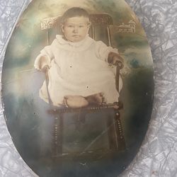 13X19 HAND COLORED CONVEX PORTRAIT OF ADORABLE BABY -