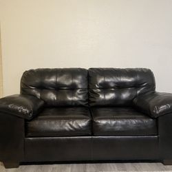 Dark Brown Leather Loveseat