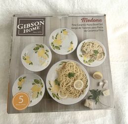 5 Piece Ceramic Pasta Bowl Set