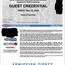 NHRA Nationals Tickets $60 Each