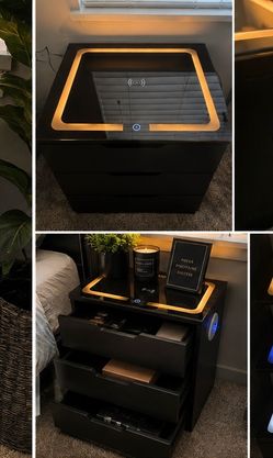 Modern 3-Drawer LED Nightstand w/ Wireless Charging & USB