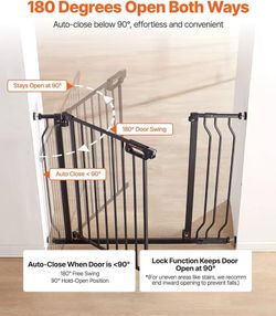 Baby Gate, 29.5-37 in Adjustable Width, 30in High Dog Gate, Easy Step Walk Thru, Auto Close, Child Pet Security, with Pressure Mount Kit and Wall Moun