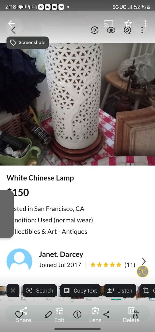 White Chinese Lamp