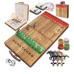 Horse Racing Game, Foldable Solid Wood Horse Games Board 