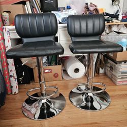 Walmart Black Vinyl Adjustable Bar Stool Swivel Chairs Set of 2
