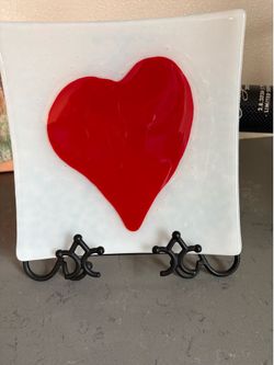 Sweet Blown Glass Heart Plate