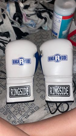 Blue and white ringside boxing gloves