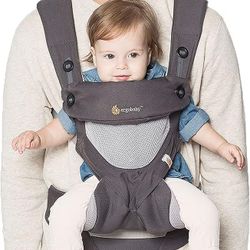 Ergobaby 360 All-Position Baby Carrier with Lumbar Support (12lbs - 45lbs) - Premium Cotton Toddler Carrier - Soft Air Mesh Fabric - Carbon Grey