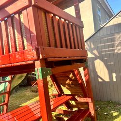 Play structure with 2swings, slide and house