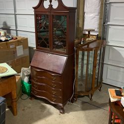 Tall, mahogany secretary desk