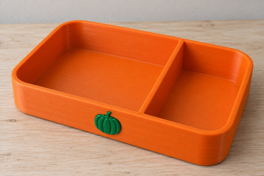 Pumpkin Divided Catchall Tray, Fall Desk Organizer, Custom Tray and Accent Colors