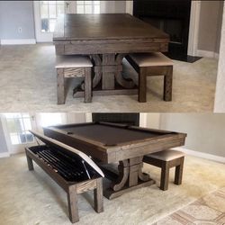 Rustic Dining Pool Table Combo