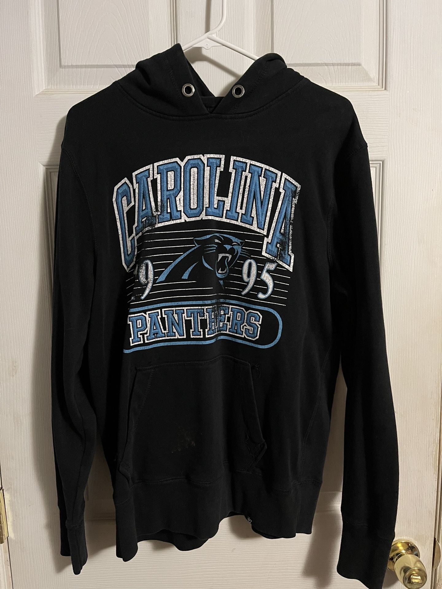 Carolina Panthers '47 Black Double Block Pullover Hoodie Men's Size Large