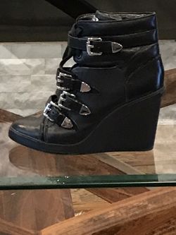 Michael Kors leather wedge booties size 7.5
