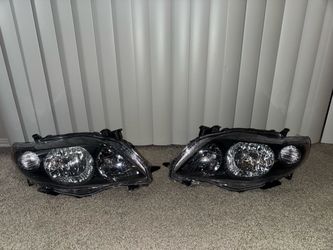 Black Housing Car Headlights Pair Corolla 09 - 10