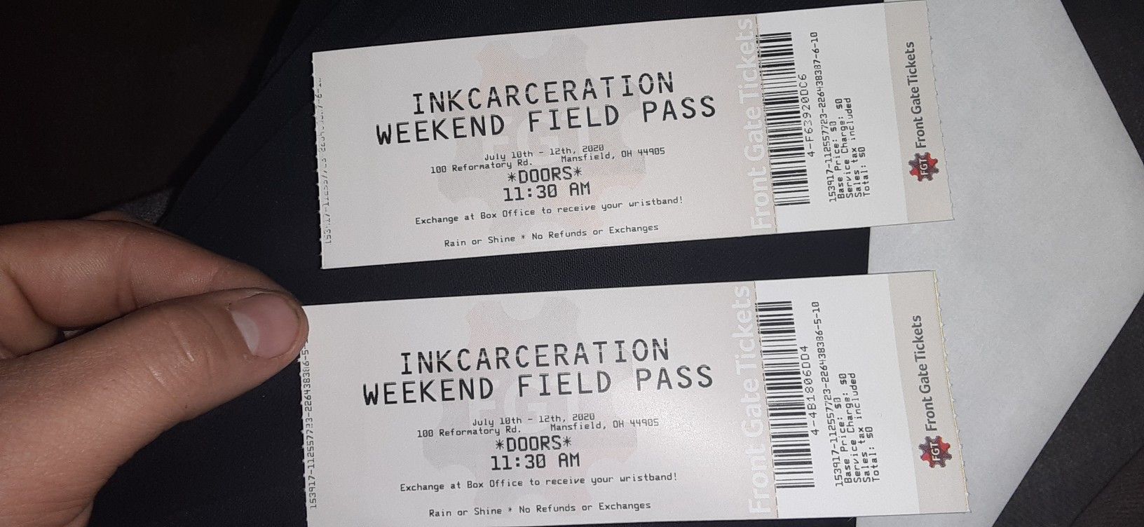 INKARCERATION Tickets (2) 3-day Field Passes!!!