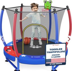 5FT Kids Trampoline With Safety Enclosure Net And Basketball Hoop