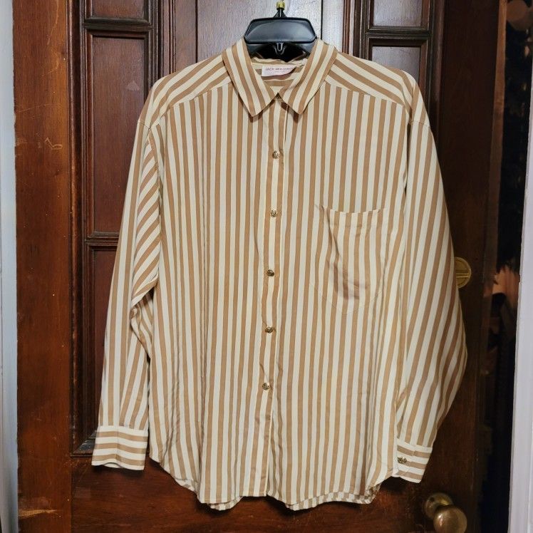 Vintage Jack Mulqueen Women's Striped Shirt 1980's Size 12