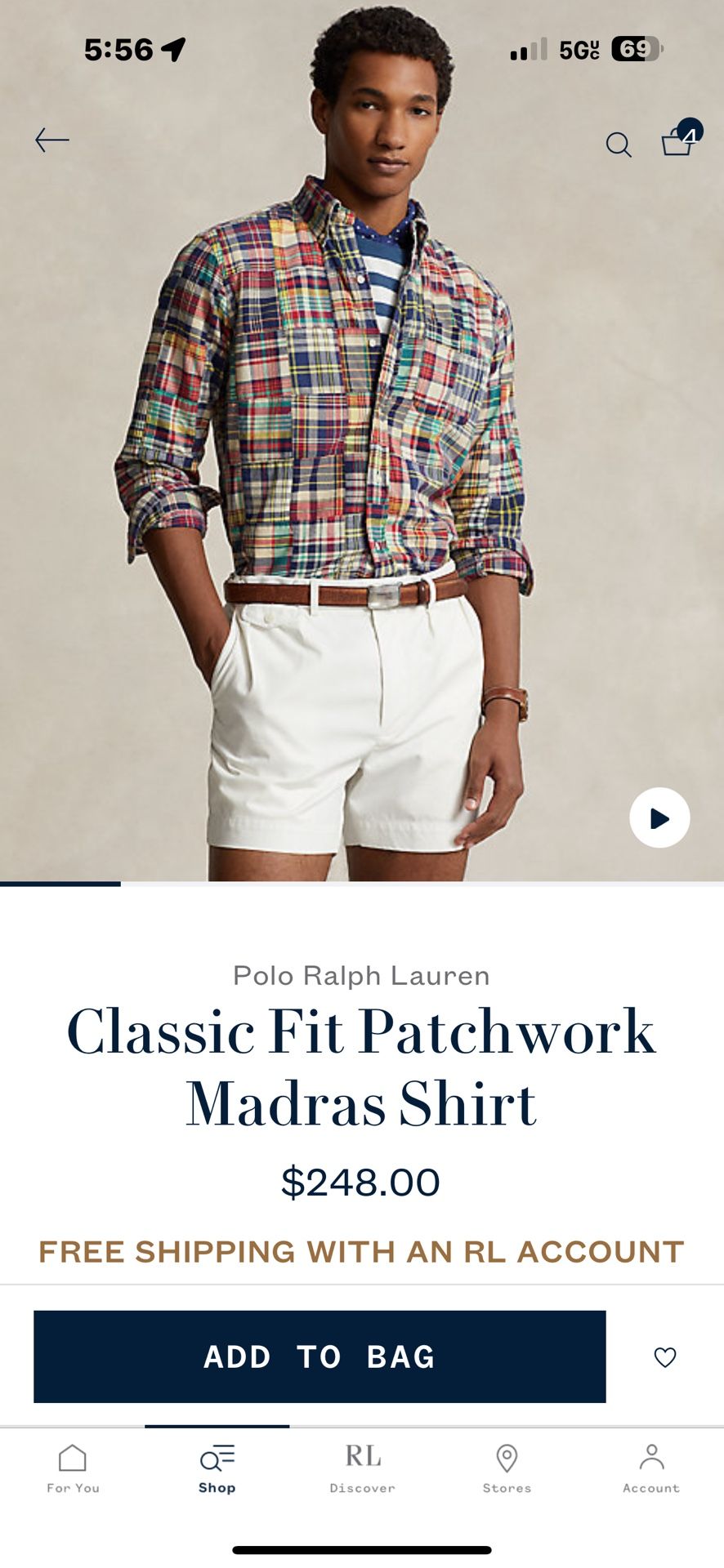 Ralph Lauren Polo Classic Patchwork Madras Shirt Size Large