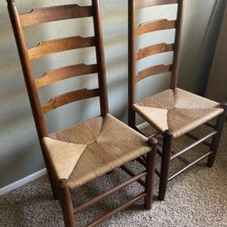 (2) Clore Ladder back Chairs Rush Seat 