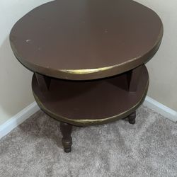 Solid wood two tier end table With Golden Touch 
