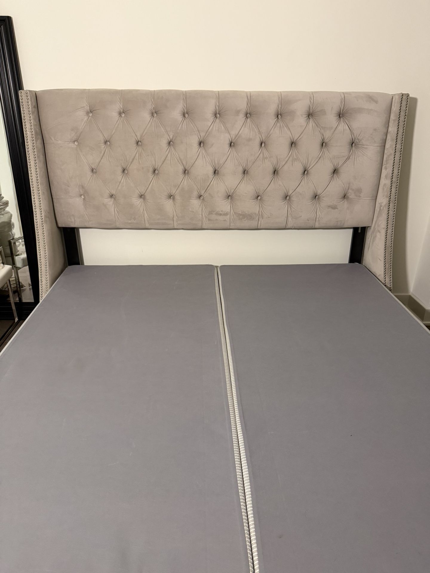 KING BED WITH BOX SPRINGS - Pick Up By 12/4