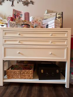 White Wood 3-Drawer Dresser with Bottom Shelf