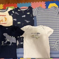 Carter’s Baby Boy 5 Bodysuits Bundle Blue And Multicolor Short Sleeves Snaps