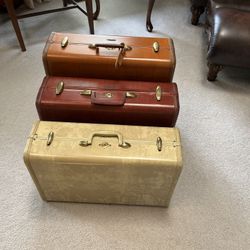 Samsonite Set 3 Vintage Suitcases With Vintage Travel Stickers