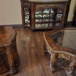 3 PC Aico Coffee Table Console TV Stand Set Living Room