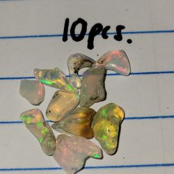 10pcs. ETHIOPIAN FIRE OPAL COLORFUL UNTREATED POLISHED ROUGH GEMSTONES