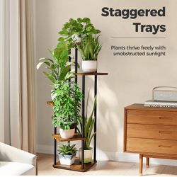5 Tier Wood Flower Plant Stand Shelves Size 42" Tall New Condition