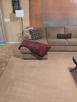 Large Tan Fabric Sectional Sofa